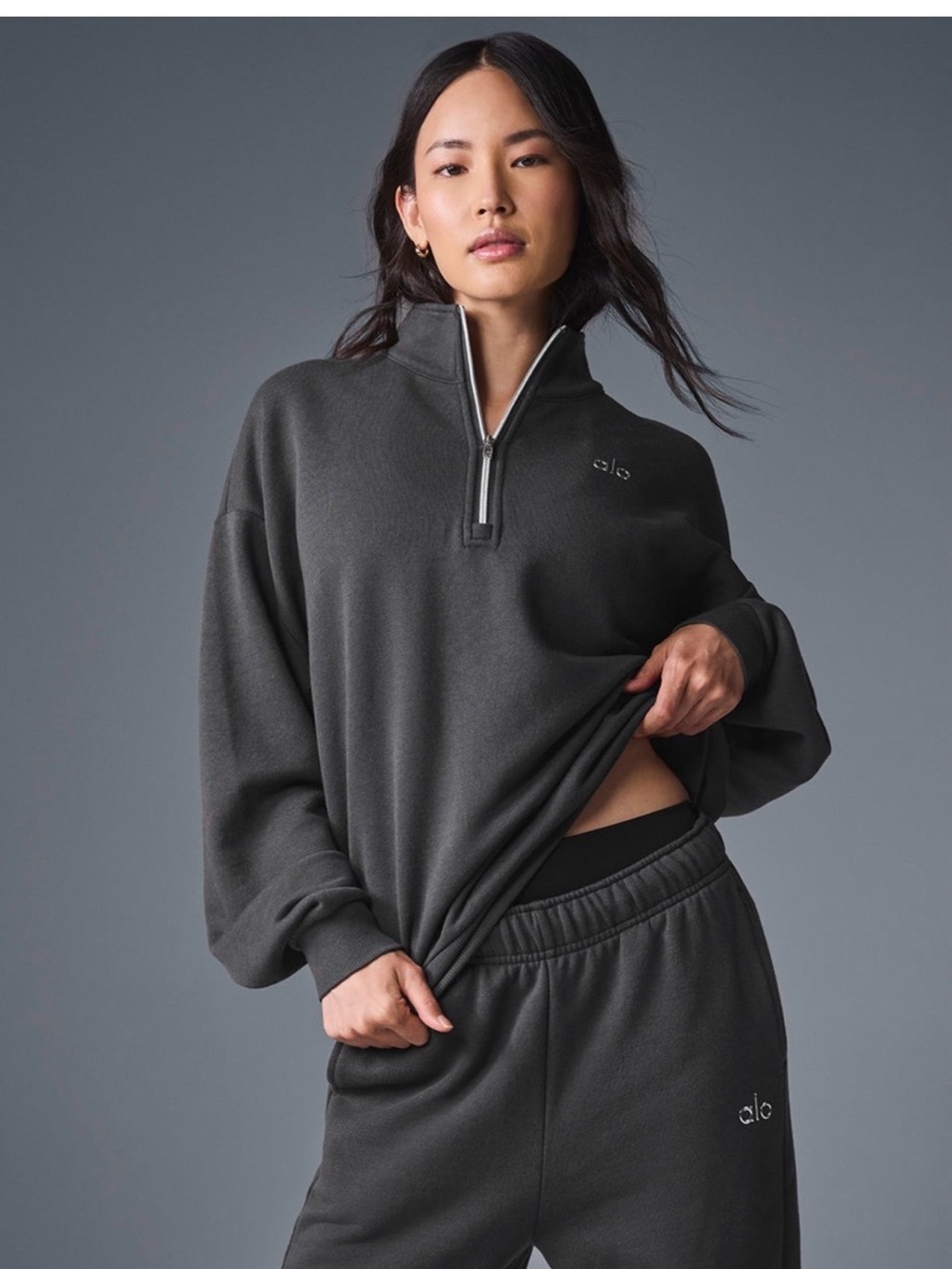 ALO Yoga Accolade Anthracite Gray Quarter-Zip